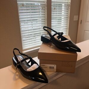 Steve Madden Black Patent Slingback Flats